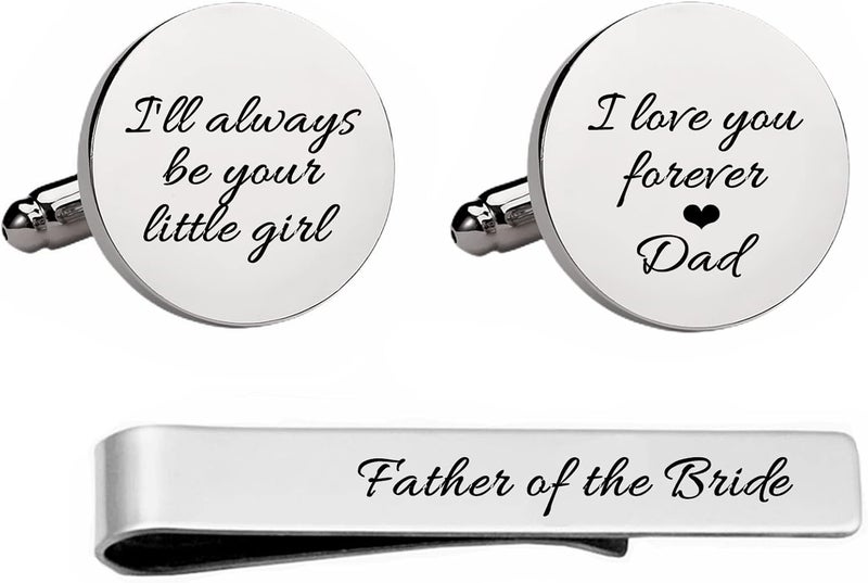 Vkooer Personalized Engraved Cuff Links Tie Clip Set Custom Engrave Phrase Wedding Cufflinks Jewelry Gift for Father Dad Of all the Walks We've taken This one is my Favorite - Image 4